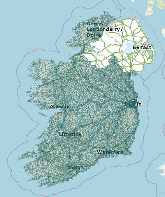 Map of Republic of Ireland and Northern Ireland