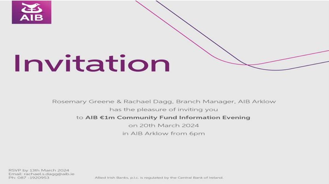 Invitation to AIB €1m Community Fund Information Evening